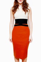 Estilo de las celebridades de la cintura acentuada Lápiz Midi Vestido