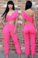 Bright Pink mono de un solo hombro