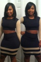 Negro Blanco manga larga Stretch Skintight Falda Set