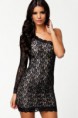  Un solo hombro vestido vintage de encaje sexy
