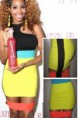 Celebrity moda de neón Colores cosido Inspirado mini vestido