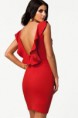 Noble Vestido ajustado texturizados rojo con volantes sin respaldo