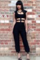Moderno Elegante Negro Bateau Cuello Jumpsuit