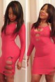 Pink Sexy Cut-Out Long Sleeves Party Bodycon Dress