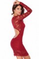 De manga larga de encaje vestido rojo