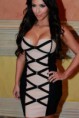 exy Bodycon Negro y Beige del corsé del vestido del vendaje