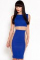 Blue Panels Body-loving Midi Dress with Mesh
