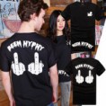 Printed fingers couple t-shirt