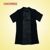 BLACK LEATHER LOOK FRONT T-SHIRT