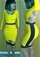 Enticement Crazy Black Yellow Long Sleeve Spandex Polyester Mesh Scoop Neck Striped See Thought Backless Skinny Fashion Dresses  < Prev	Next >    Enticement Crazy Black Yellow Long Sleeve 